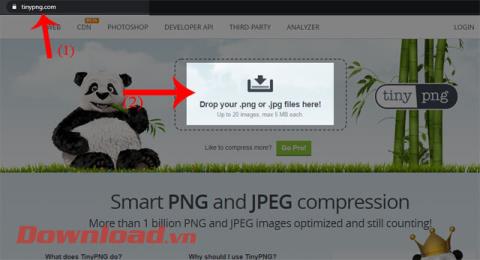 Utasítások a képek online tömörítéséhez a Tinypng használatával