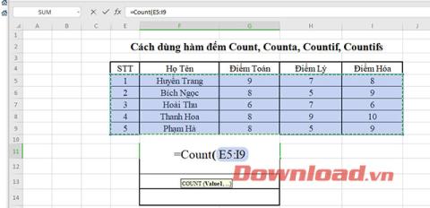 Hvordan bruke Count, Counta, Countif, Countifs tellefunksjoner i Excel