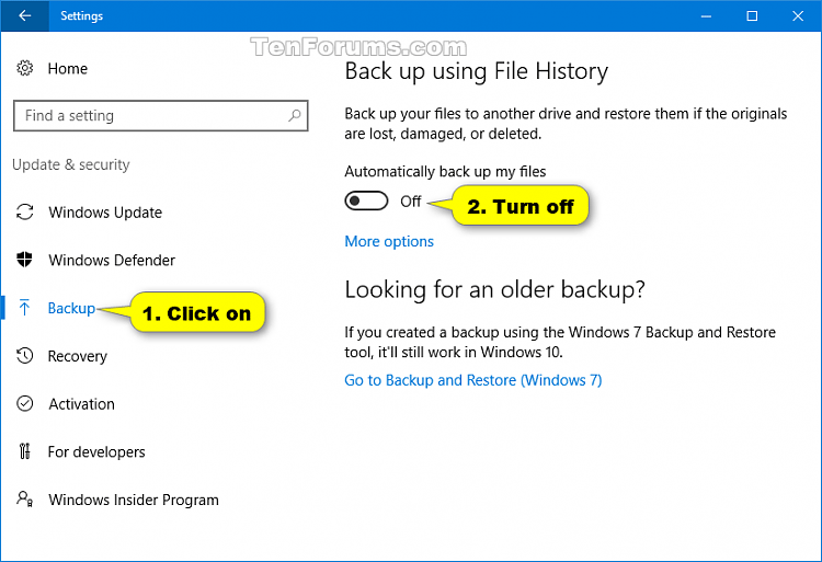 Comment activer ou désactiver la fonctionnalité Historique des fichiers dans Windows 10