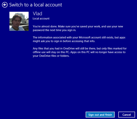 Instructions pour convertir un compte Microsoft en compte local sous Windows 10/8.1