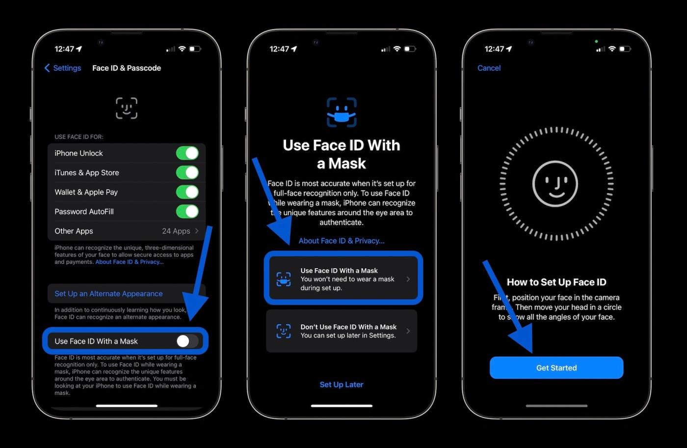 Come sbloccare Face ID quando indossi una maschera su iOS 15.4