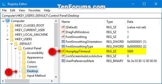 So ändern Sie den HungAppTimeout-Wert in Windows 10