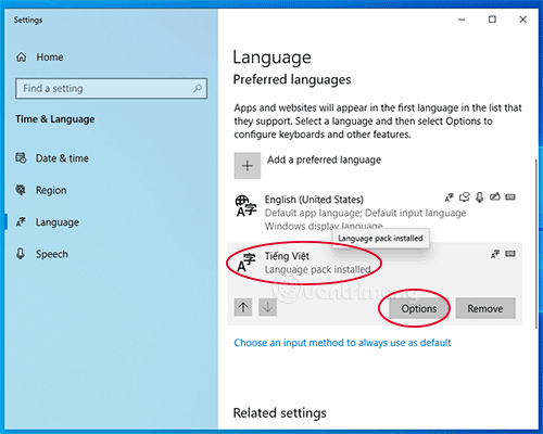 Come attivare l'input Telex vietnamita predefinito in Windows 10 maggio 2019