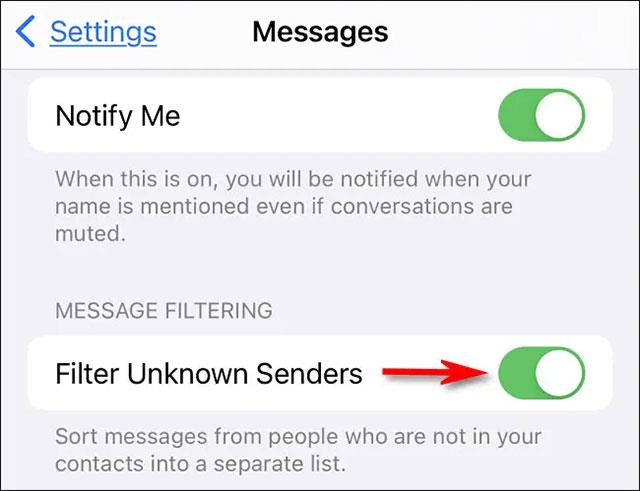 Come nascondere i messaggi spam agli sconosciuti su iPhone