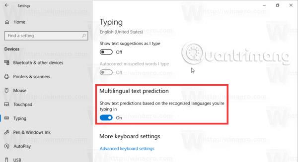 Come impostare la funzionalità di previsione del testo multilingue in Windows 10