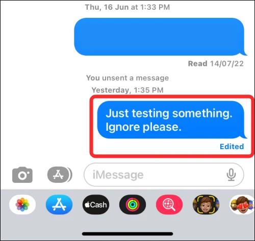 Istruzioni per visualizzare la cronologia delle modifiche dei messaggi su iPhone