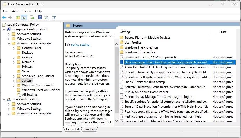 Comment supprimer la notification Configuration système non remplie sous Windows 11