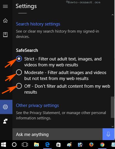 Comment configurer une recherche sécurisée sur Cortana Windows 10