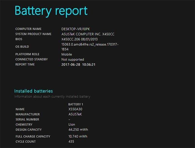 Comment créer un graphique d'utilisation de la batterie sous Windows 10