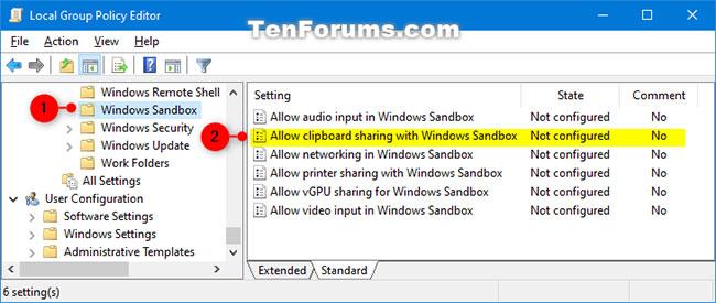Come abilitare/disabilitare la condivisione degli appunti con Windows Sandbox su Windows 10