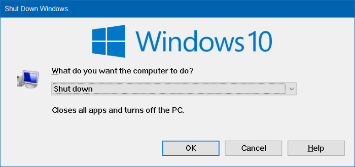 최대 절전 모드에서 Windows 10을 시작하거나 빠르게 끄는 바로가기