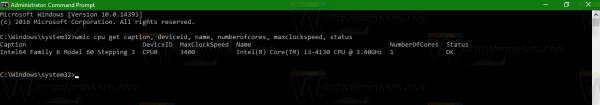 Visualizza le informazioni sulla CPU tramite il prompt dei comandi su Windows 10