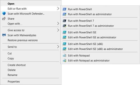 Come aggiungere Modifica o Esegui con al menu di scelta rapida del file PS1