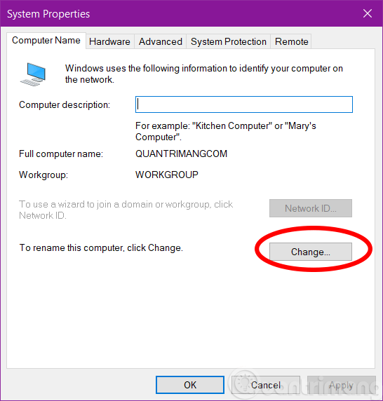 Comment changer de groupe de travail dans Windows 10