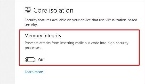 Comment activer la protection d'isolation Core sur Windows 10