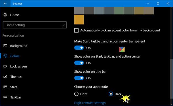 Включите темный режим в Windows 10