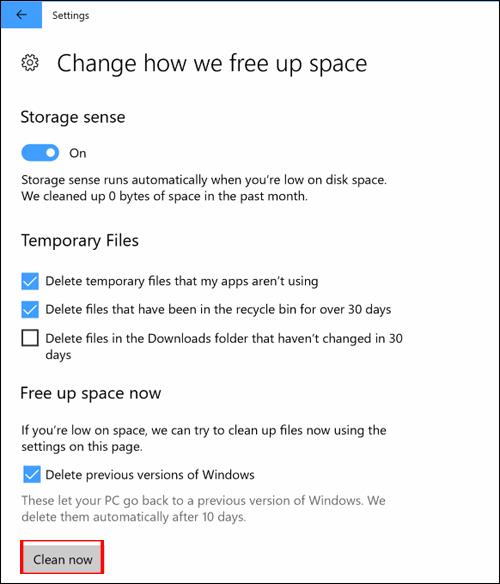 So erhalten Sie 30 GB Speicherplatz zurück, nachdem Sie das Windows 10 Fall Creators Update aktualisiert haben