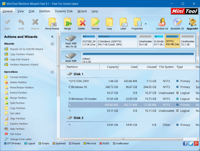 Voici comment supprimer la partition de récupération et la partition de récupération de 450 Mo sous Windows 10