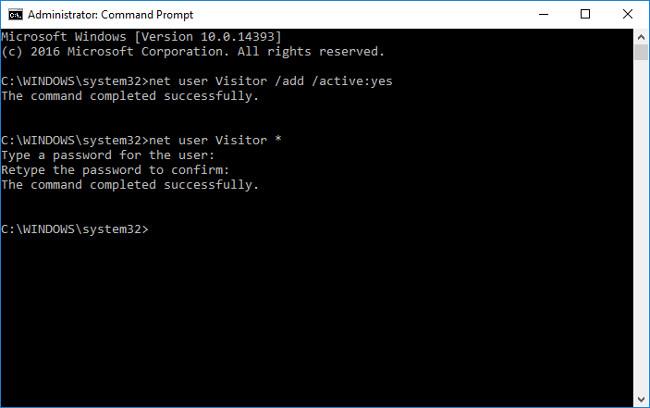 Come utilizzare il comando per creare un account Ospite su Windows 10