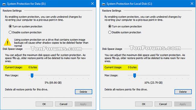 Come eliminare i punti di ripristino del sistema in Windows 10