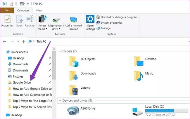 Come aggiungere Google Drive al riquadro di navigazione Esplora file in Windows 10