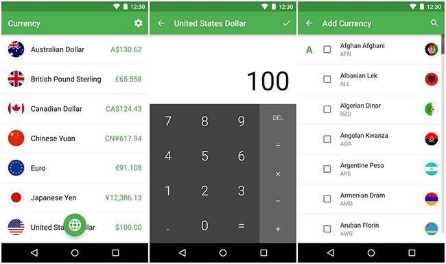 Android 上の通貨換算アプリケーション