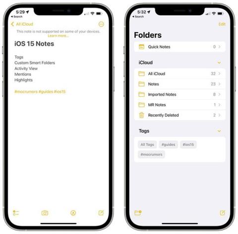 Что нового в приложении «Заметки и напоминания» на iOS 15