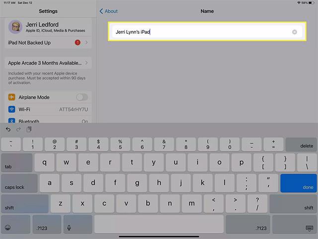 Anleitung zum Ändern des iPad-Namens