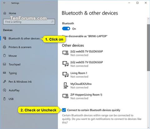 Windows 10에서 Bluetooth 주변 장치와의 적절한 페어링을 활성화 또는 비활성화하는 방법