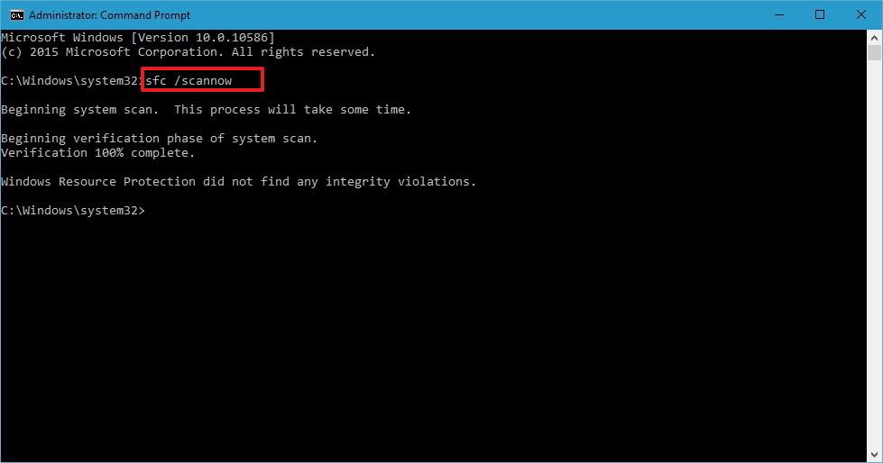 Utilizza il comando scannow SFC per correggere gli errori dei file di sistema di Windows 10