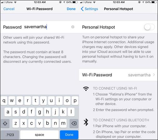 Comment changer le mot de passe WiFi (hotspot Wifi) sur iPhone