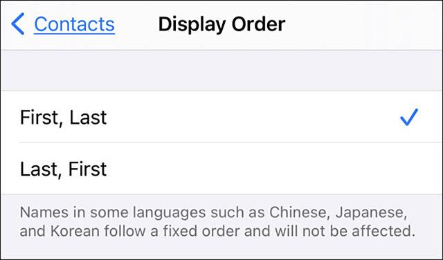 iPhone 또는 iPad 연락처에서 연락처 이름 순서를 변경하는 방법