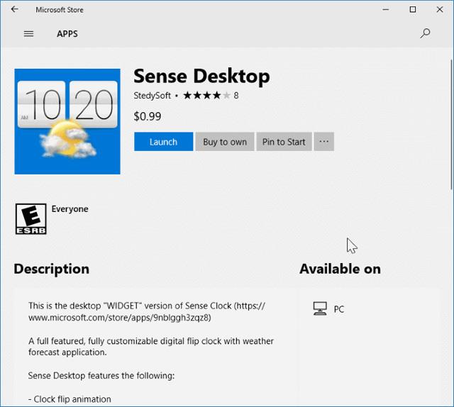 Sense Desktop：Windows 10 桌面的最佳時鐘