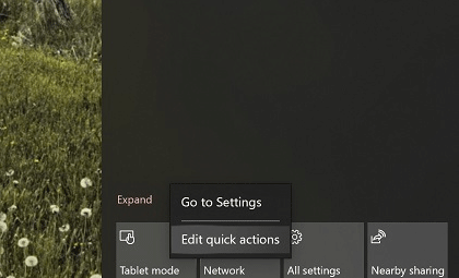 Comment modifier les boutons d'action rapide du Centre d'action sur Windows 10 19H1