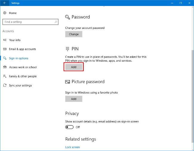 Configurez un code PIN dommageable pour le cerveau pour vous connecter sous Windows 10