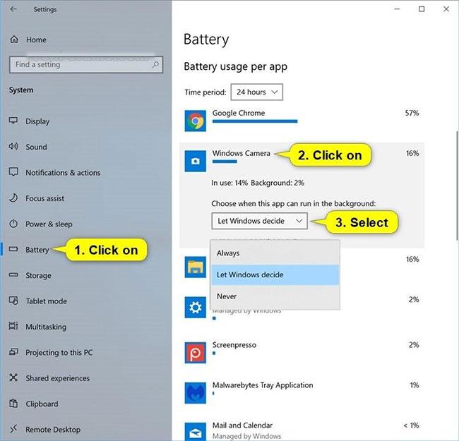 Comment gérer l'utilisation de la batterie par application sous Windows 10