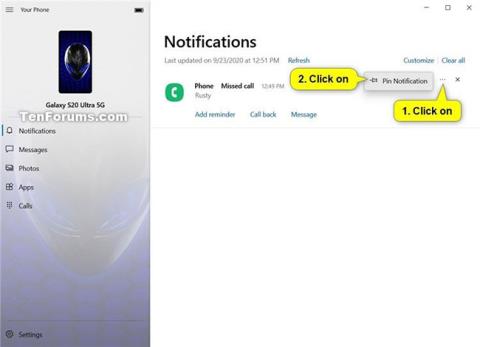 Comment épingler et désépingler des notifications dans lapplication Votre téléphone sous Windows 10