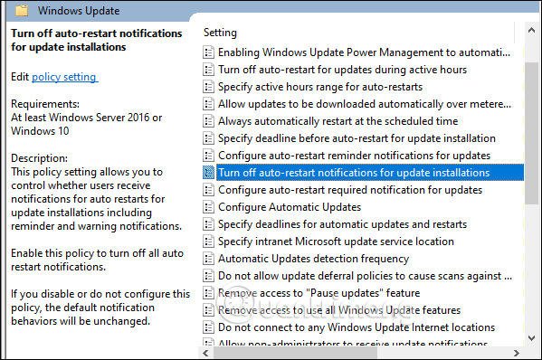 Comment désactiver la notification pour redémarrer l'ordinateur Windows 10 après la mise à jour