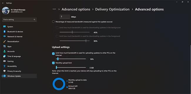 Windows 업데이트에서 사용되는 네트워크 대역폭을 제한하는 방법