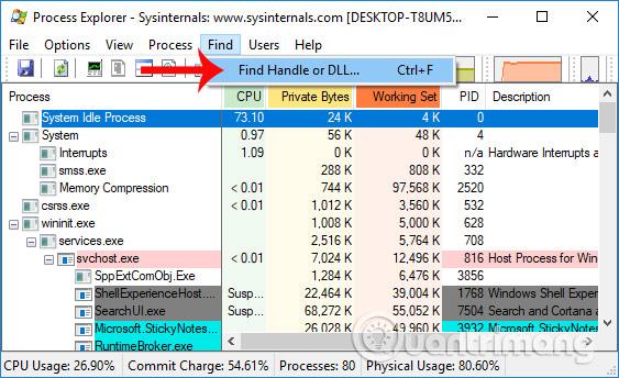 如何使用 Process Explorer 使用網路攝影機測試應用程式