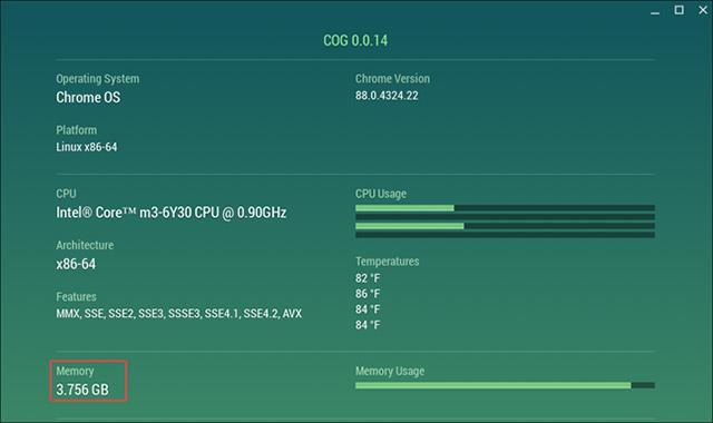 Istruzioni per visualizzare i parametri RAM su Chromebook