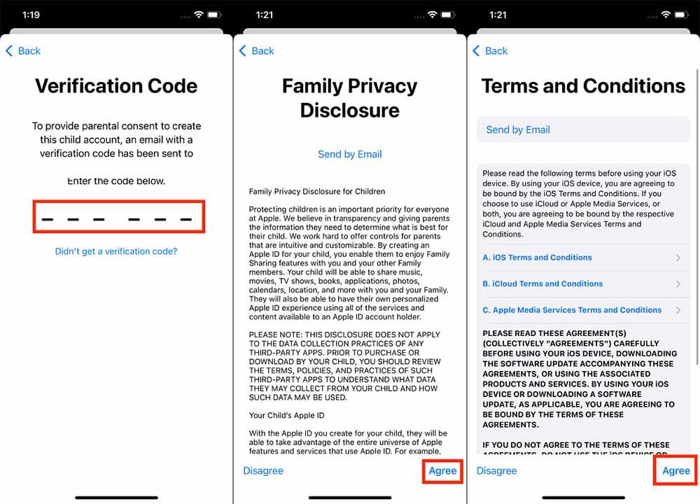 Instructions pour créer un compte Apple ID pour les enfants