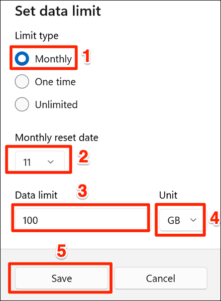 Come impostare i limiti di utilizzo dei dati Internet in Windows 11