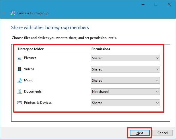 Istruzioni per la configurazione e la gestione del Gruppo Home su Windows 10