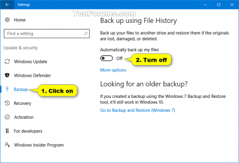 Comment activer ou désactiver la fonctionnalité Historique des fichiers dans Windows 10