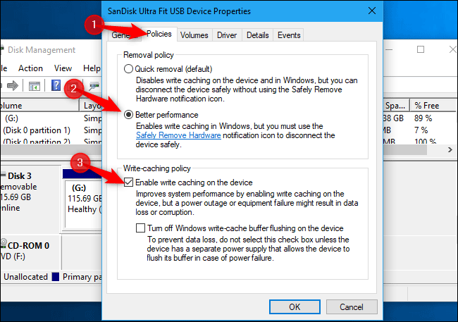 Ottimizza l'archiviazione USB su Windows 10 per prestazioni migliori