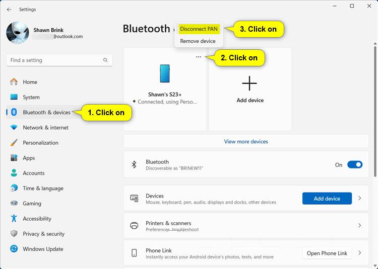 Comment se connecter à BTPAN (Bluetooth Personal Area Network) sous Windows 11