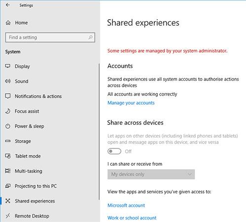 Comment désactiver la fonctionnalité Expérience partagée dans Windows 10