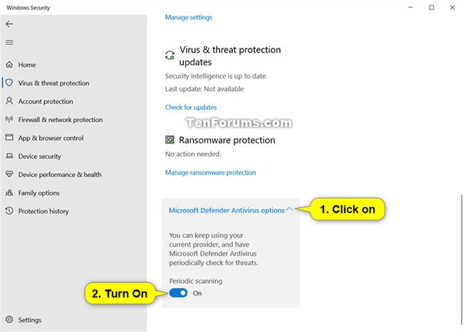 Activer/désactiver la fonctionnalité d'analyse périodique sur Windows 10