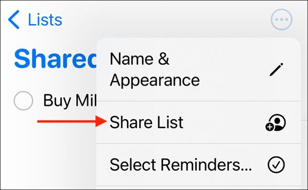 So teilen Sie Listen in der Erinnerungen-App auf dem iPhone